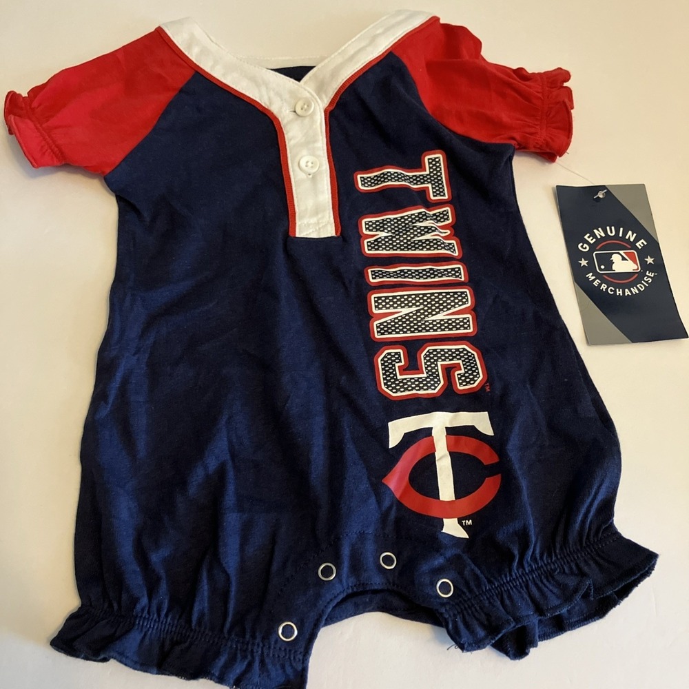 Minnesota Twins MLB Girl's Baby Infant Ruffle Leg Romper 0-3 Months Cotton C568